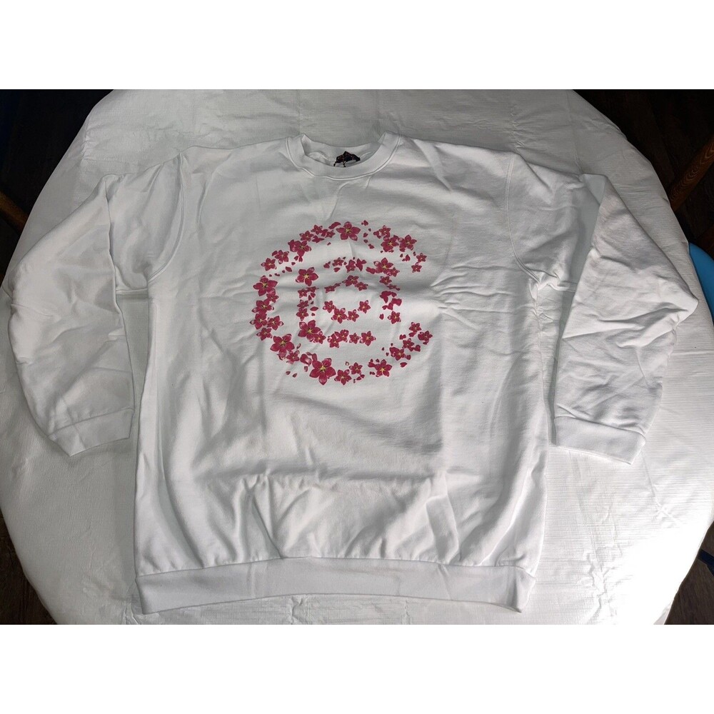 Clot Apparel Flowers Logo Crewneck Sweatshirt Size Large White